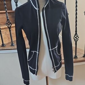 TWISTED HEART Black Jacket with White Contrast Trim